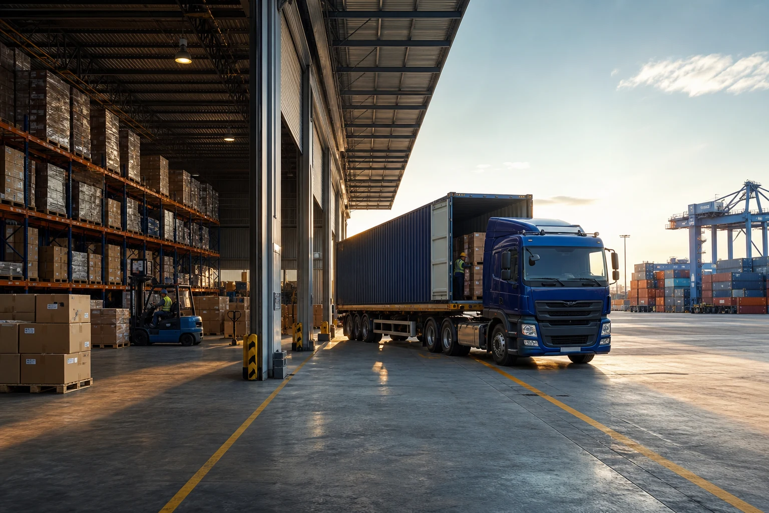 Technology-enabled 3PL warehouse, container truck, and freight operations coordinated by Zyflox Global
